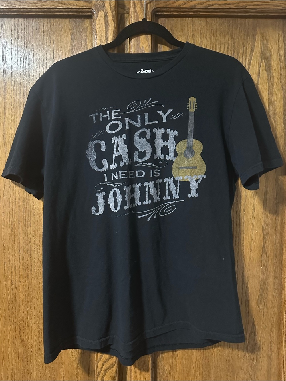 Bohemian Cowgirl Johnny Cash Graphic T- Shirt Black Sz L Band Tee
